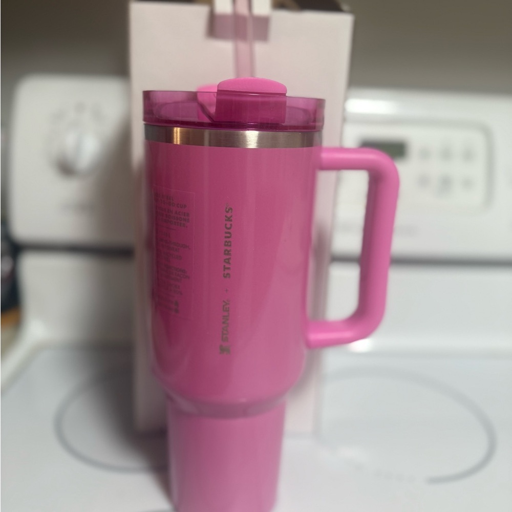 Stanley Pink Travel Mug with Handle - Picture 3 of 5